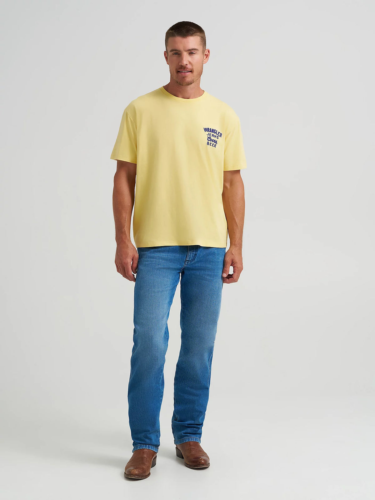 Wrangler x Coors Men's Logo T-Shirt in Buff Yellow