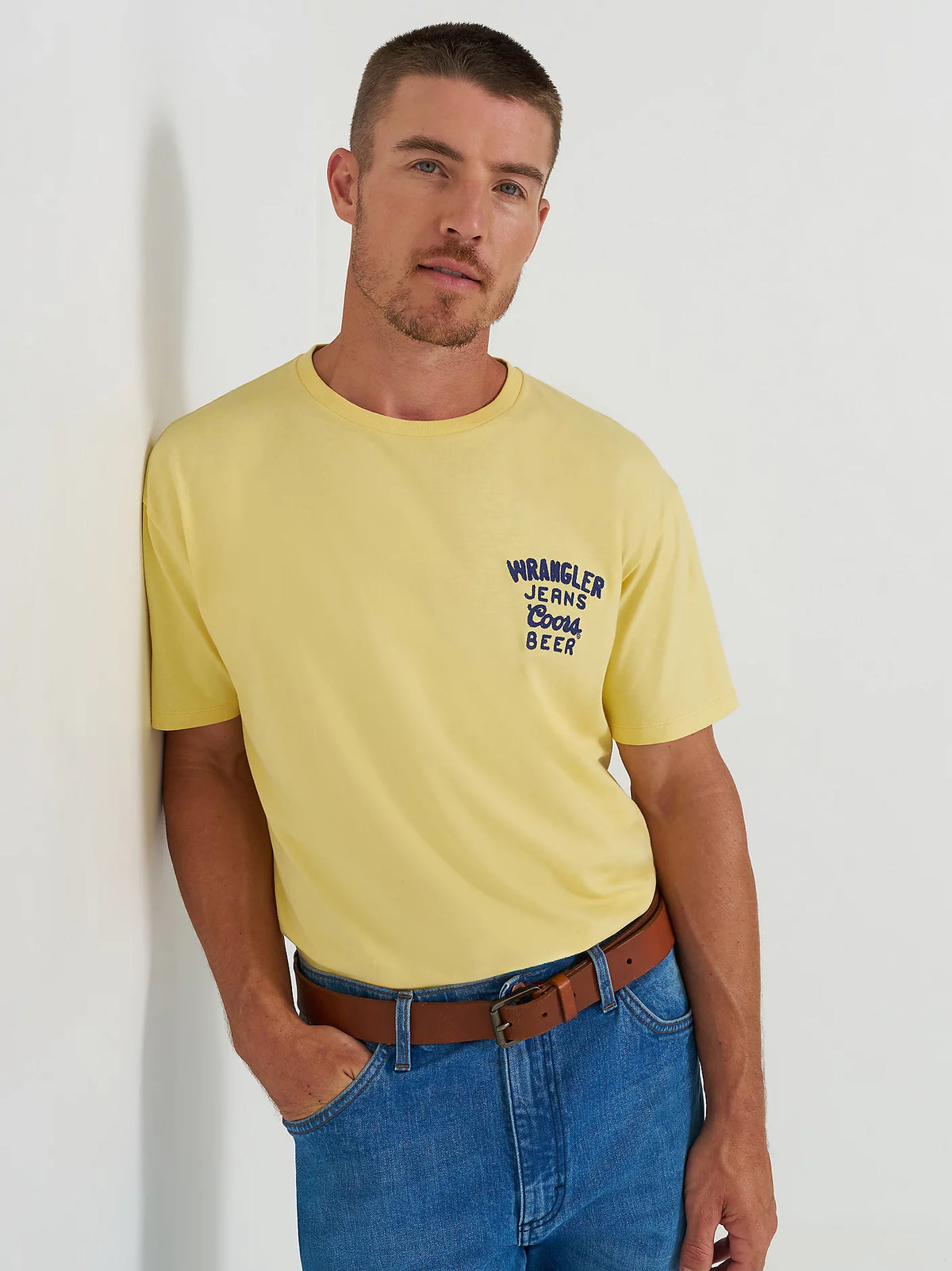 Wrangler x Coors Men's Logo T-Shirt in Buff Yellow