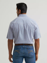 Wrangler Men's 20X Competition S/S Advanced Comfort Western Snap Shirt in Blue Stops