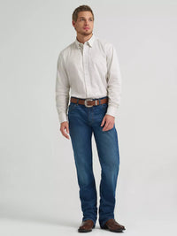 Wrangler Men's L/S Cody Johnson One Pocket Button Down Shirt in Yellow Charcoal