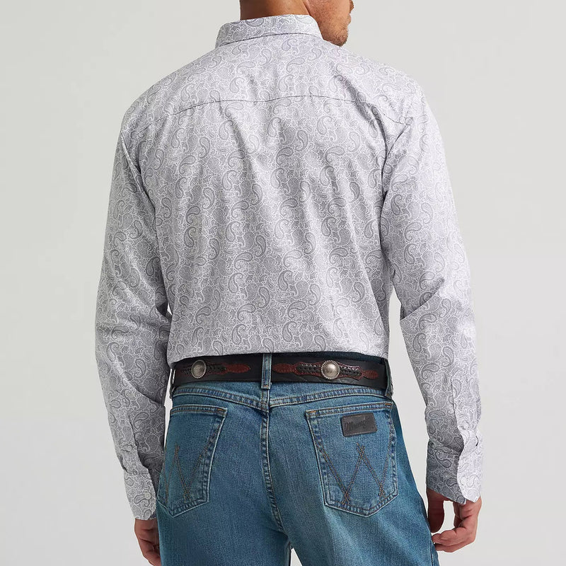Wrangler Men's L/S Cody Johnson One Pocket Button Down Shirt in Charcoal Paisley (Available in Tall Sizes)