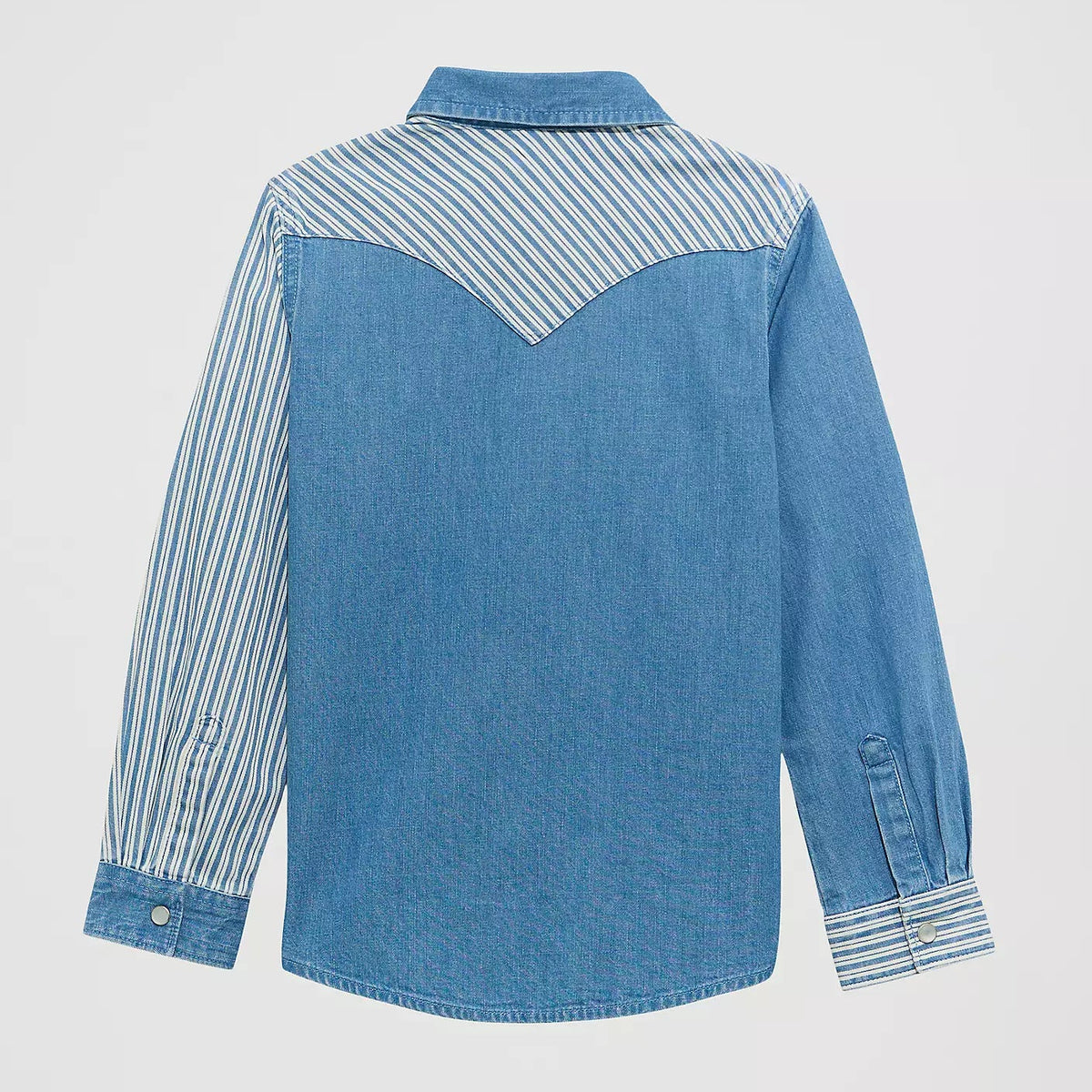 Wrangler Girl's L/S Striped Patchwork Denim Western Snap Shirt