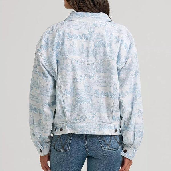 Wrangler Retro Women's Relaxed Fit Country Toile Denim Jacket in White