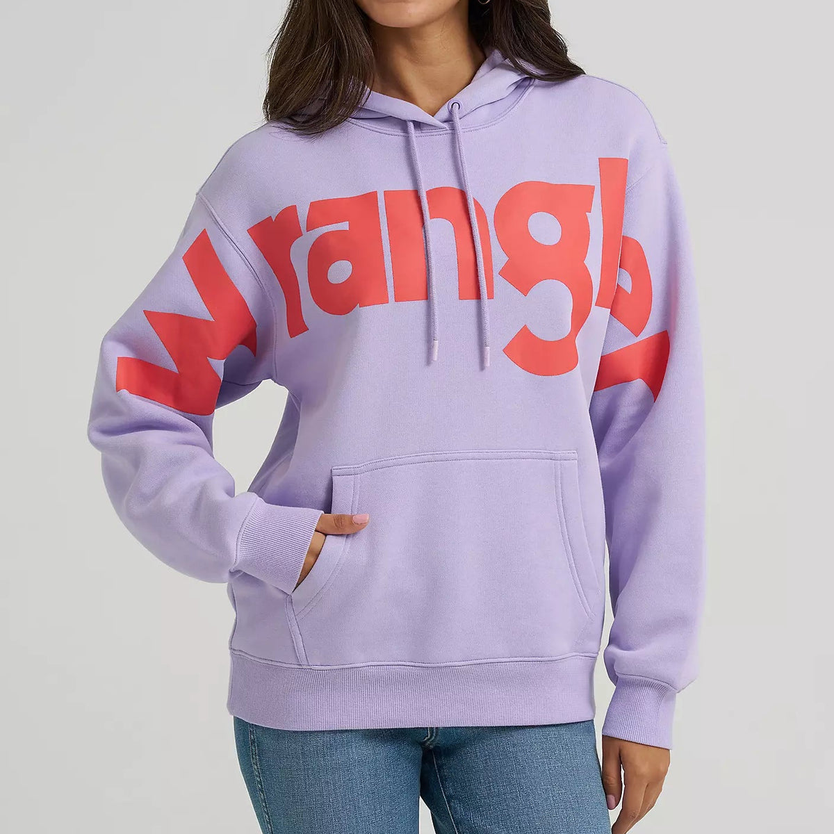 Wrangler Retro Women's Bold Logo Hoodie in Pastel Purple