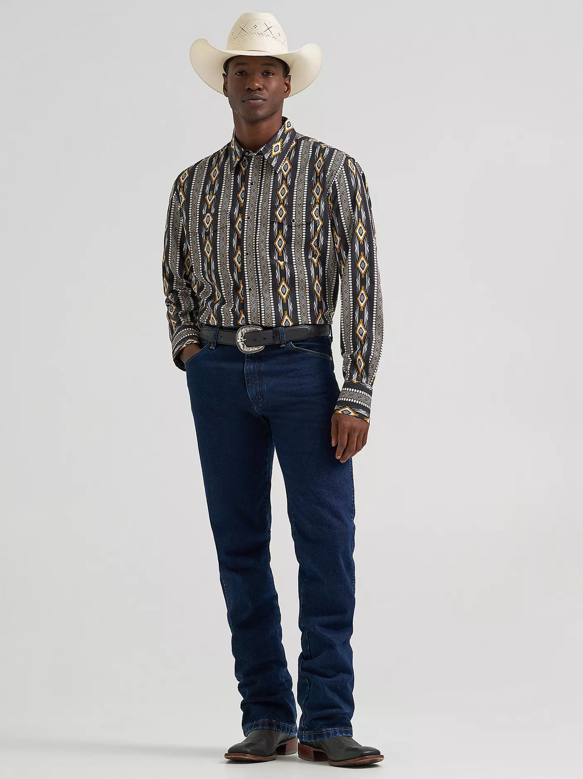 black cowboy dress shirt Stetson Men's Long Sleeve Solid Black Poplin Snap Shirt 3XL