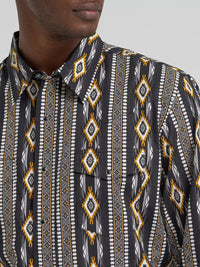 Wrangler Men's Checotah L/S Western Snap Shirt in Crow Black
