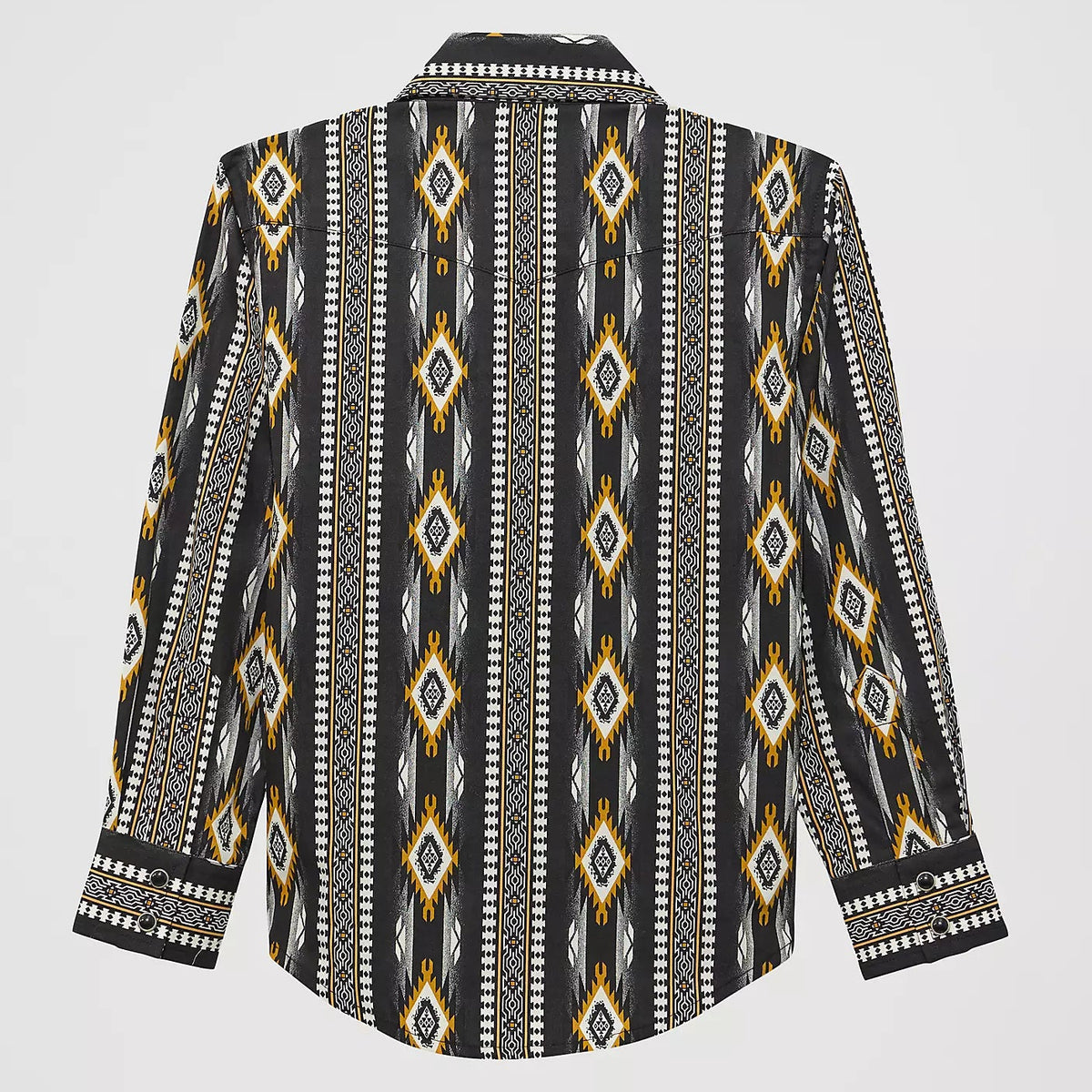 Wrangler Boy's Checotah L/S Western Snap Shirt in Crow Black