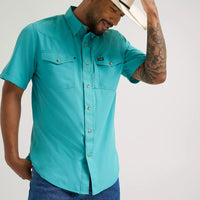 Wrangler All Terrain Gear Men's S/S Performance Snap Shirt in Latigo Bay