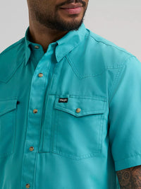 Wrangler All Terrain Gear Men's S/S Performance Snap Shirt in Latigo Bay