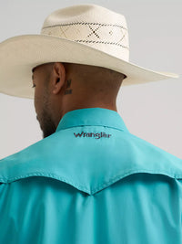 Wrangler All Terrain Gear Men's S/S Performance Snap Shirt in Latigo Bay