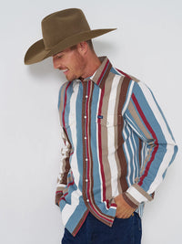 Wrangler Men's L/S Vintage Inspired Brushpopper Western Snap Work Shirt in Prairie Brush
