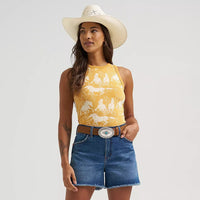 Wrangler Retro Women's Printed Slim Goddess Tank in Marigold