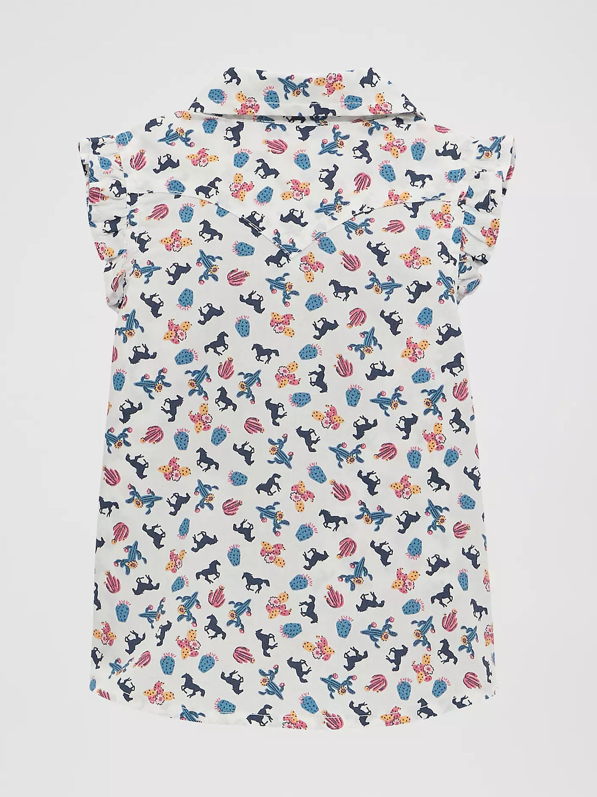 Wrangler Baby & Toddler Girl's Sleeveless Ruffle Western Shirt in White Western Pattern