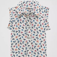 Wrangler Baby & Toddler Girl's Sleeveless Ruffle Western Shirt in White Western Pattern