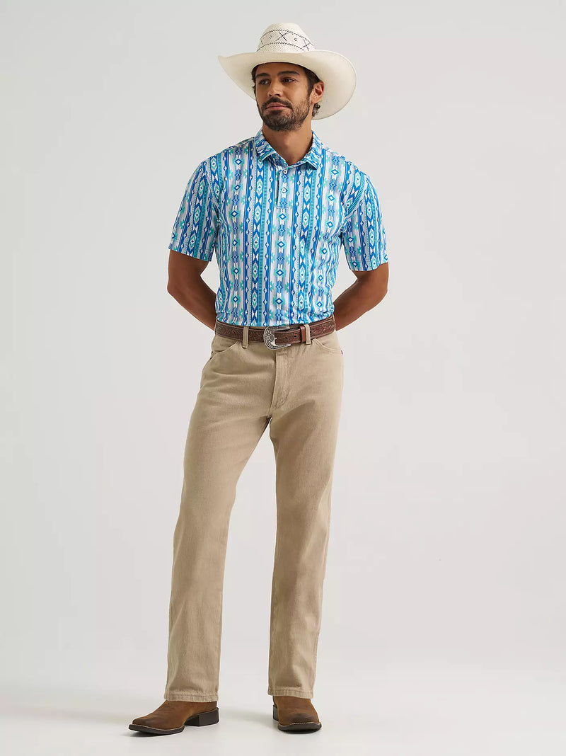 Wrangler ATG Men's Performance Polo Shirt in Checotah Turquoise