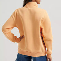 Wrangler Retro Women's Quarter Zip Sweatshirt in Orange Horses