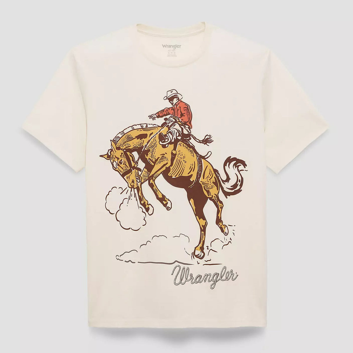 Wrangler Men's Golden Bronc Dual Graphic T-Shirt in Antique White