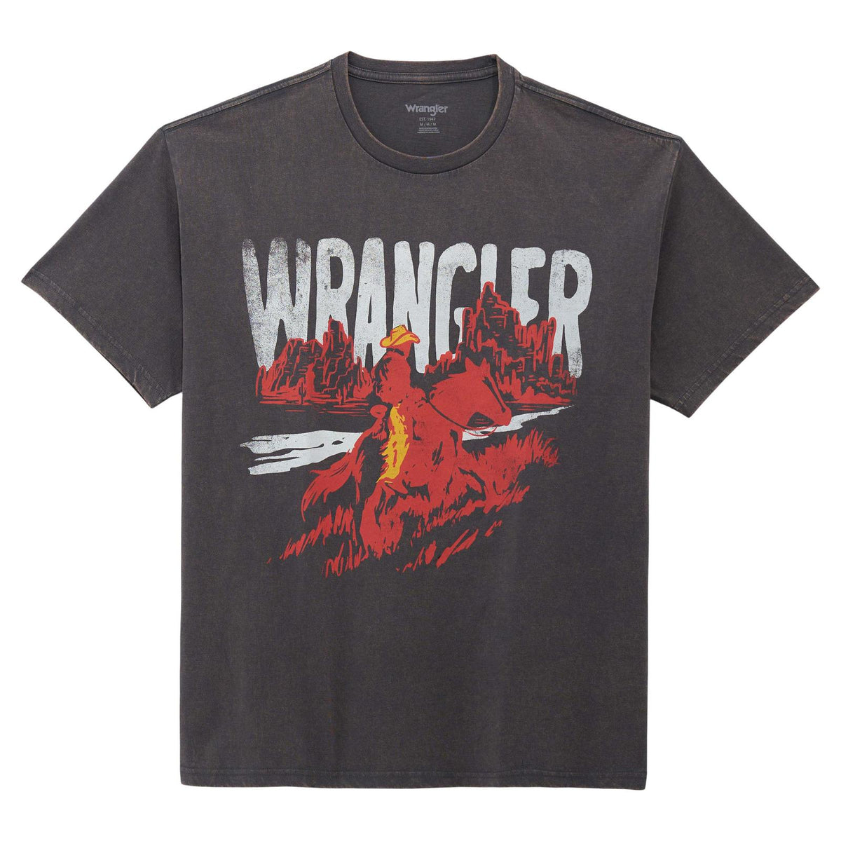 Wrangler Men's Vintage Cowboy Graphic T-Shirt in Charcoal