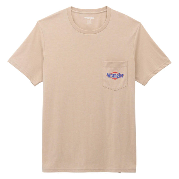 Wrangler Men's Graphic Pocket T-Shirt in Oxford Tan Heather