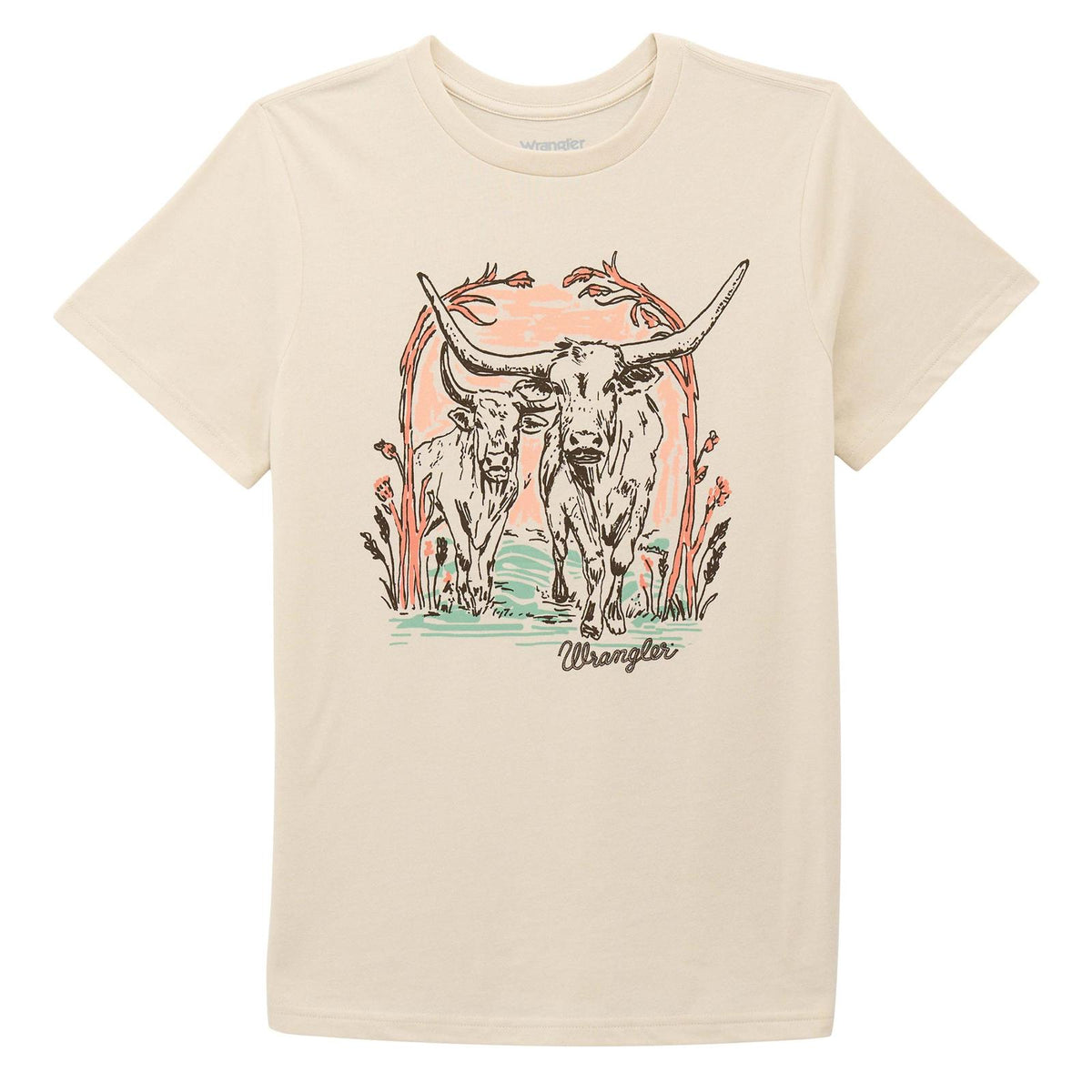 Wrangler Retro Women's S/S Longhorn Graphic Tee in Silver Birch Heather