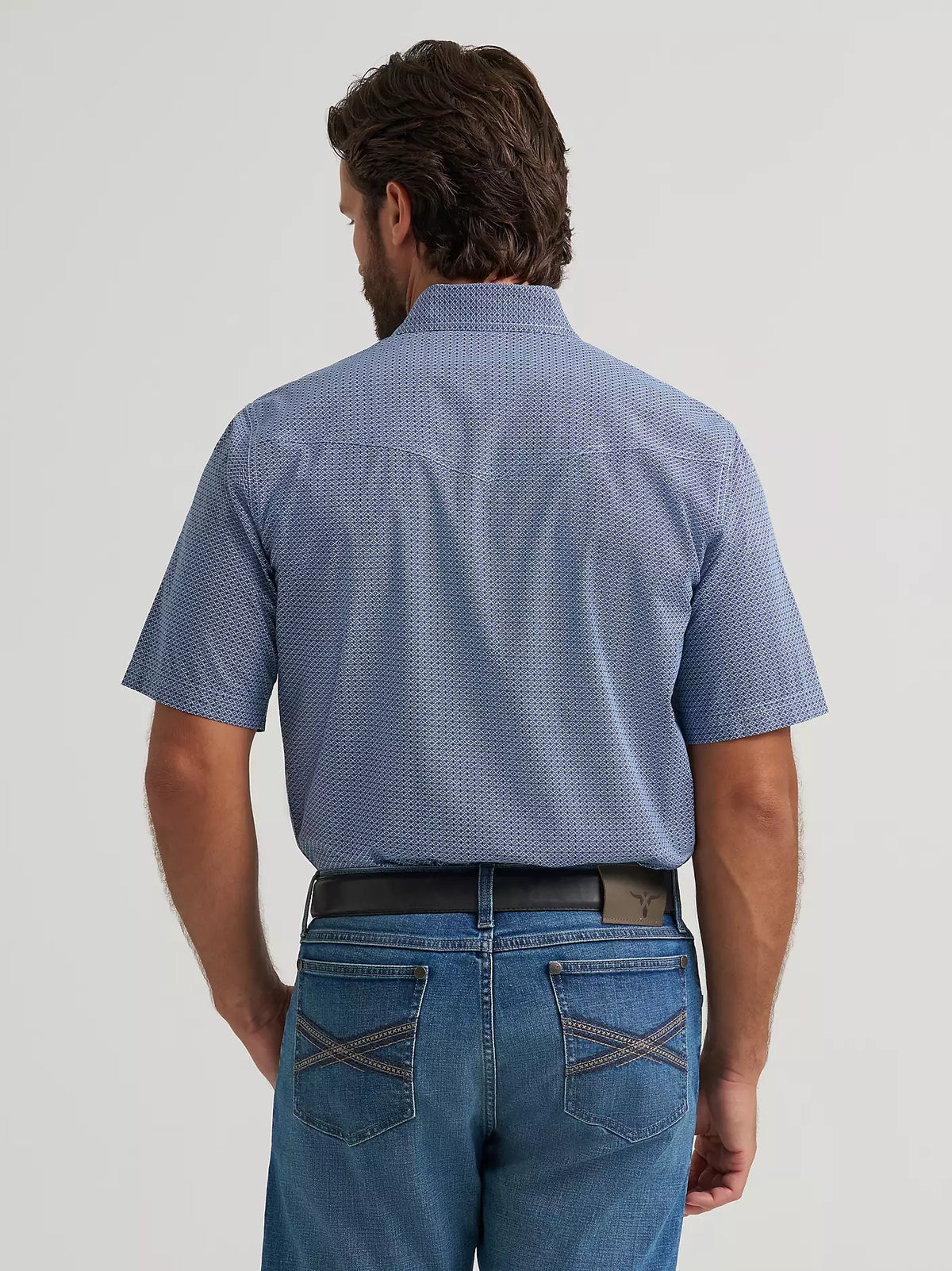 Wrangler Men's 20X Competition S/S Advanced Comfort Western Snap Shirt in Navy Geo