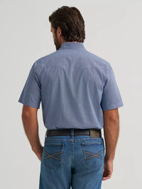 Wrangler Men's 20X Competition S/S Advanced Comfort Western Snap Shirt in Navy Geo