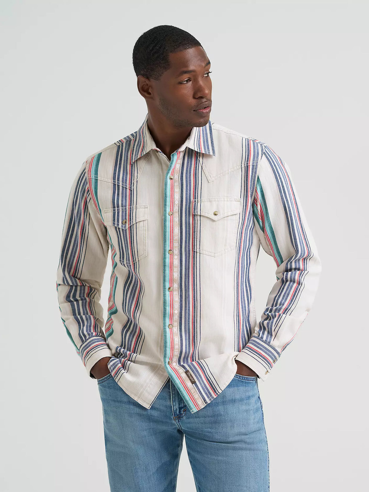Wrangler Retro Premium Men's L/S Western Snap Shirt in Pastel Pop