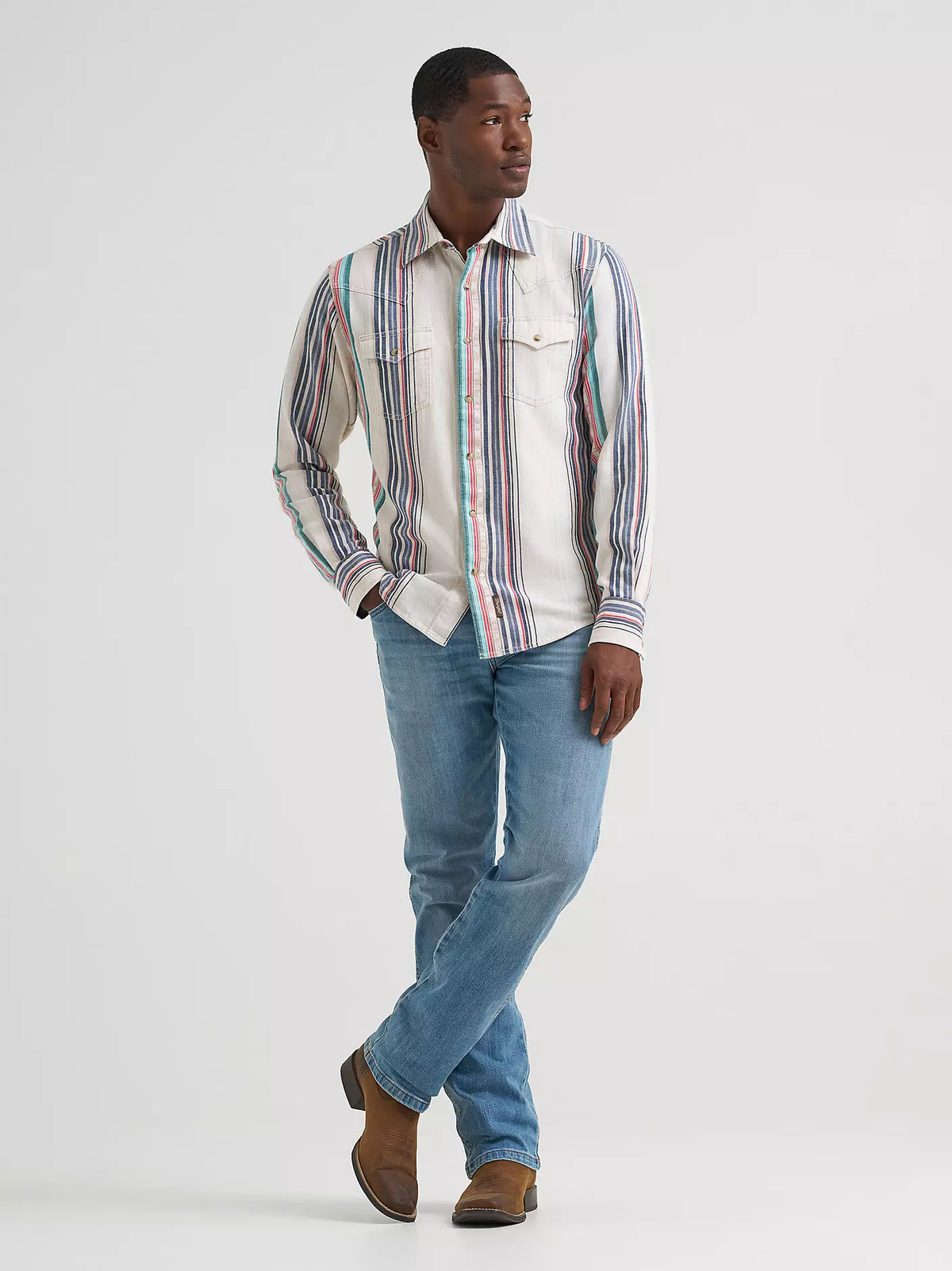 Wrangler Retro Premium Men's L/S Western Snap Shirt in Pastel Pop