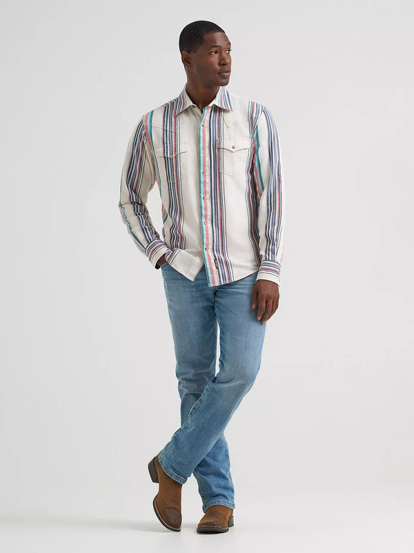 Wrangler Retro Premium Men's L/S Western Snap Shirt in Pastel Pop