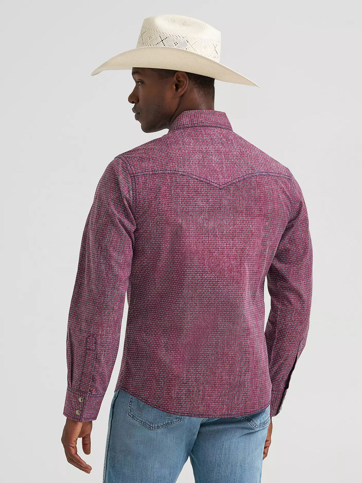 Wrangler Retro Premium Men's L/S Western Snap Shirt in Dark Burgandy
