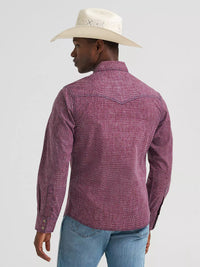 Wrangler Retro Premium Men's L/S Western Snap Shirt in Dark Burgandy