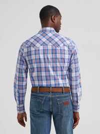 Wrangler Retro® Men's L/S Sawtooth Snap Pocket Western Shirt in Daisy Blue