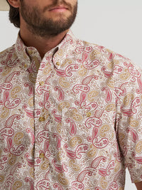 Wrangler George Strait Men's S/S One Pocket Button Down Western Shirt in Mustard Paisley (Available in Tall)