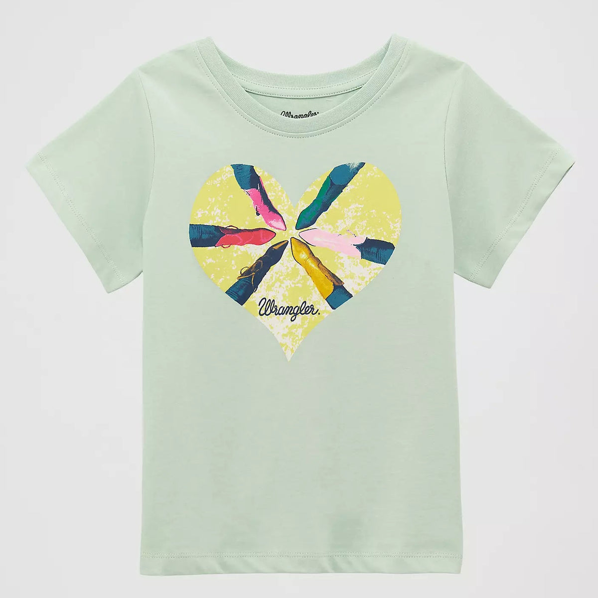 Wrangler Girl's S/S Boot Love Graphic Tee in Green