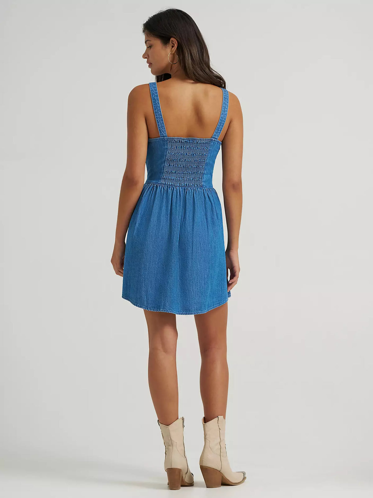 Wrangler Women's Princess Waist Denim Tank Dress in Mid Denim
