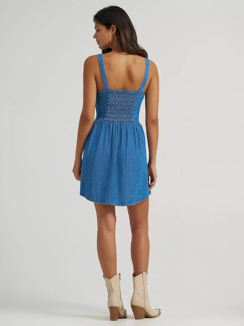 Wrangler Women's Princess Waist Denim Tank Dress in Mid Denim