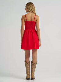 Wrangler Women's Americana Corset Snap Dress in Bright Red