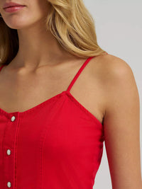 Wrangler Women's Americana Corset Snap Dress in Bright Red