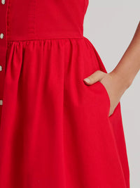 Wrangler Women's Americana Corset Snap Dress in Bright Red