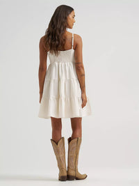 Wrangler Women's Strappy Tiered Dress in White
