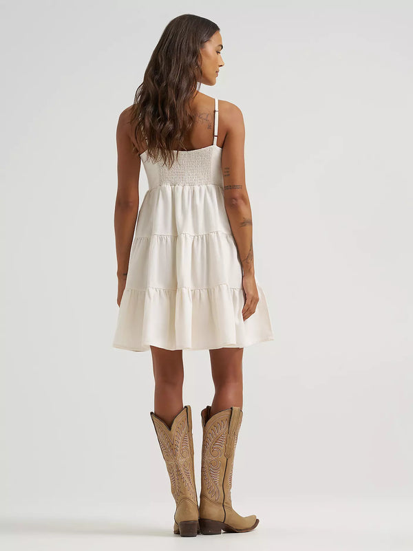 Wrangler Women's Strappy Tiered Dress in White