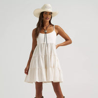 Wrangler Women's Strappy Tiered Dress in White