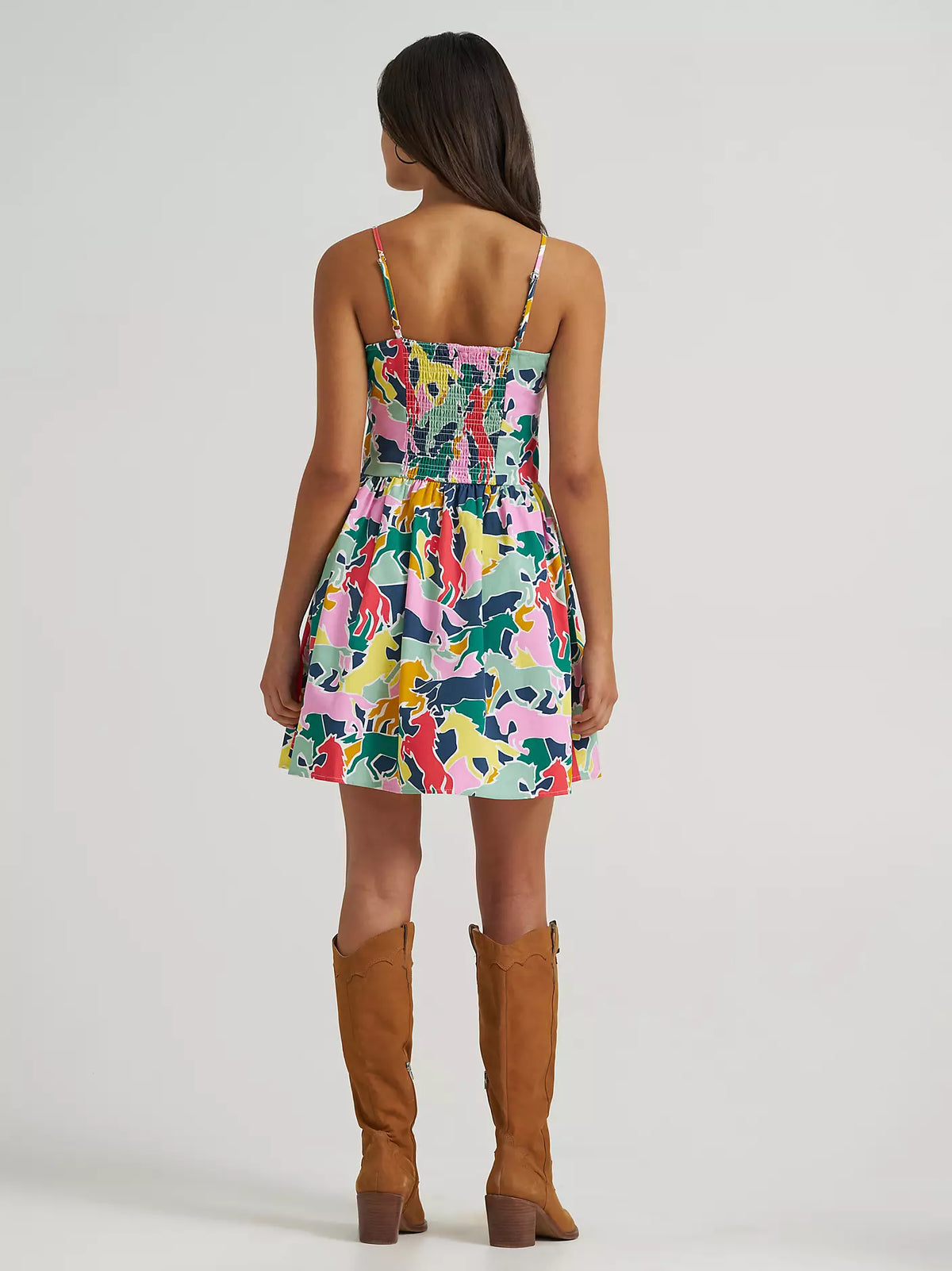 Wrangler Women's Bold Print Corset Snap Dress in Green