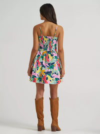 Wrangler Women's Bold Print Corset Snap Dress in Green