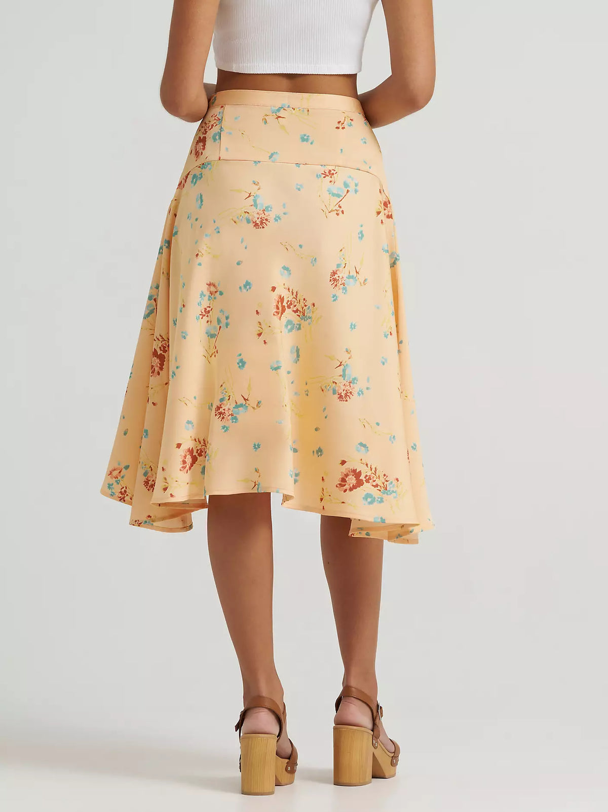 Wrangler Women's Flowy Handkerchief Midi Skirt in Orange Peach