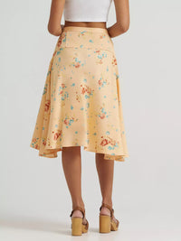 Wrangler Women's Flowy Handkerchief Midi Skirt in Orange Peach