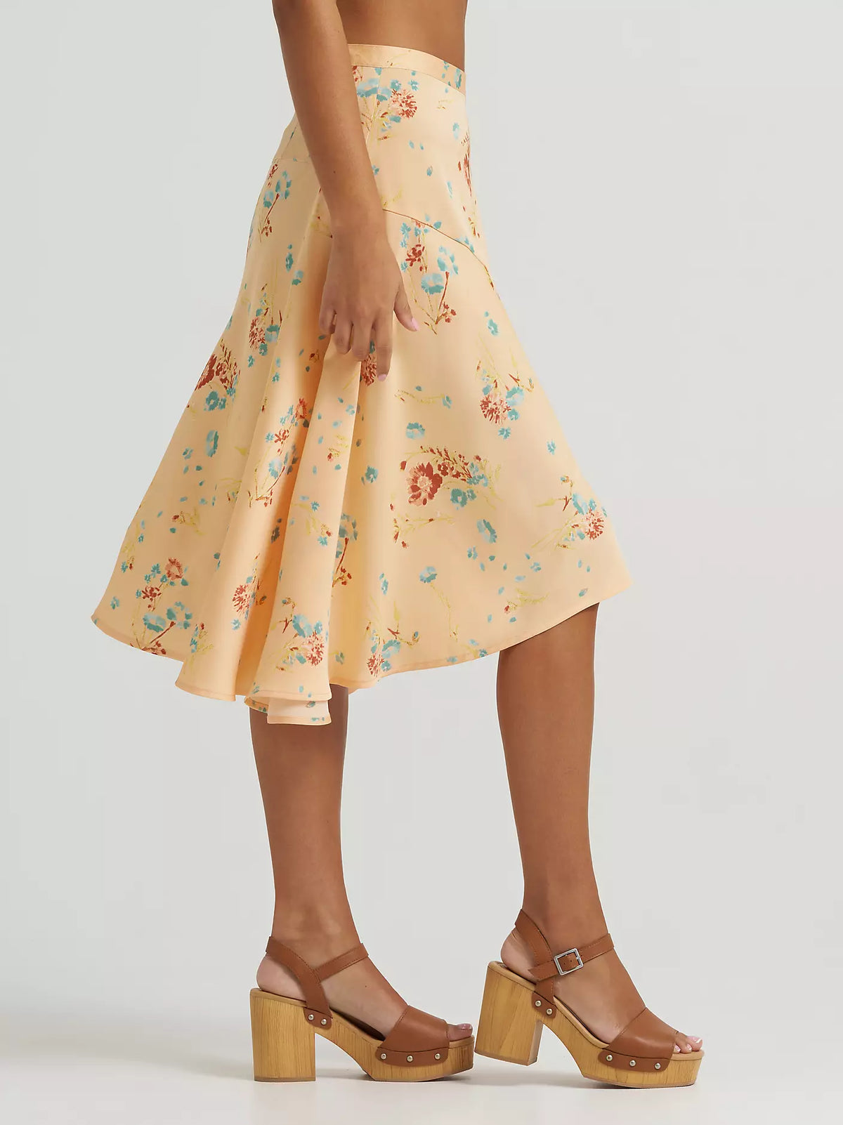 Wrangler Women's Flowy Handkerchief Midi Skirt in Orange Peach