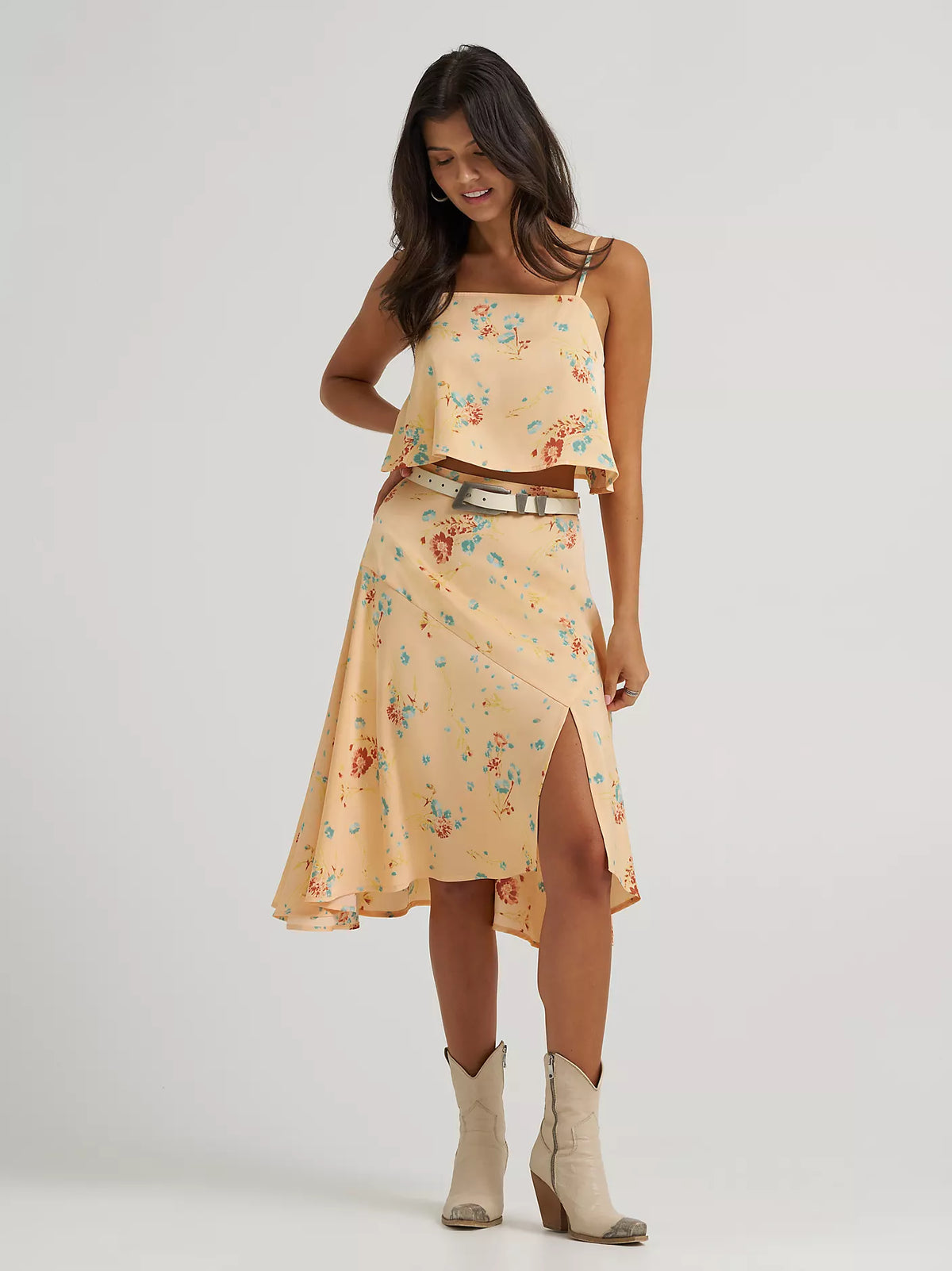Wrangler Women's Flowy Crop Tank in Orange Peach