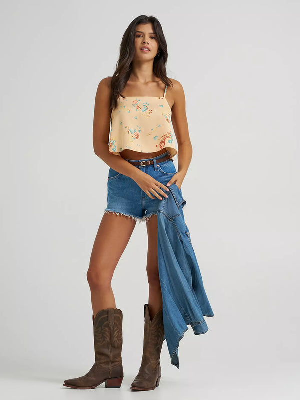 Wrangler Women's Flowy Crop Tank in Orange Peach