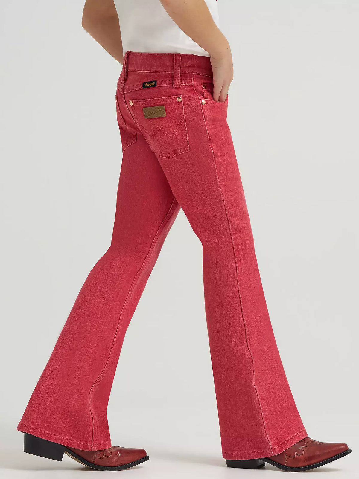 Wrangler x Lainey Wilson Girl's Flare Jean in Red